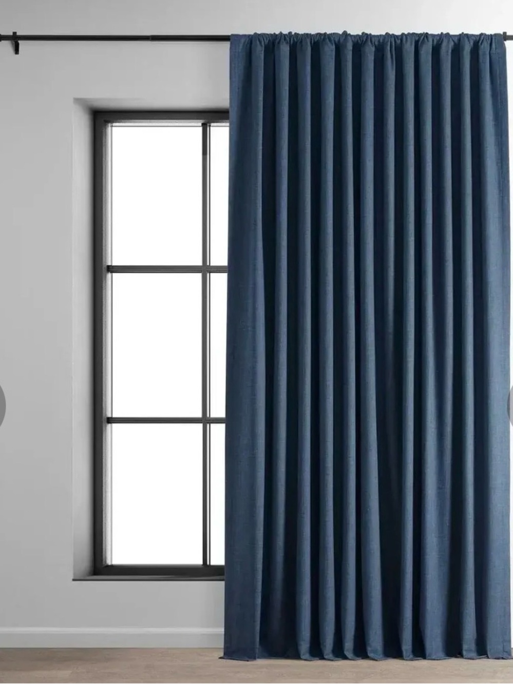 Navy Blue Linen Blackout Drapes - 2 Panels 100”x96”